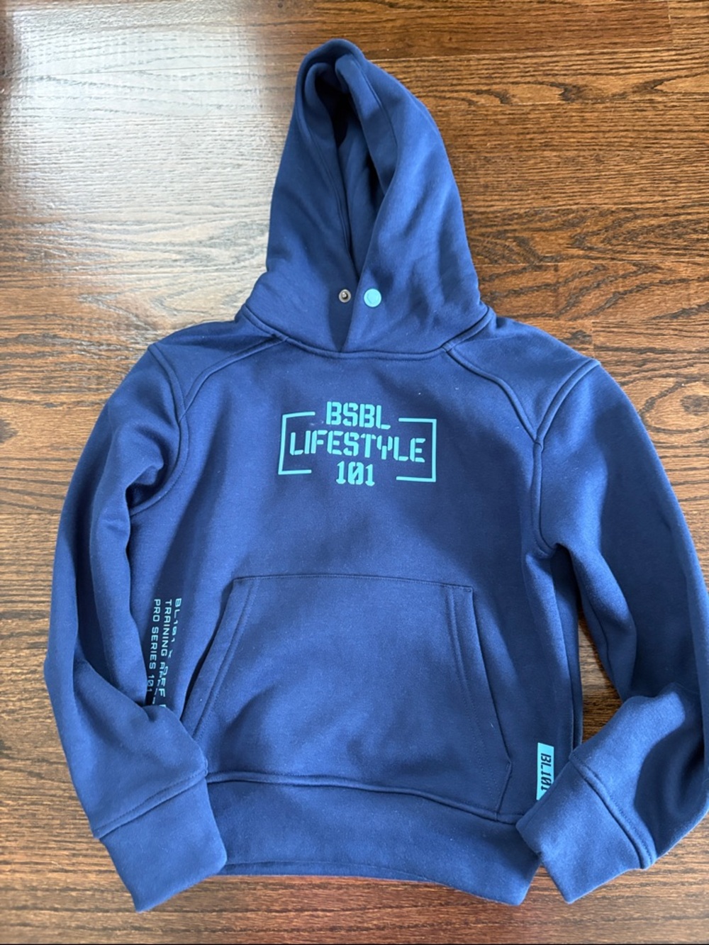 BSBL Lifestyle 101 Kids Navy Hoodie with Teal Logo